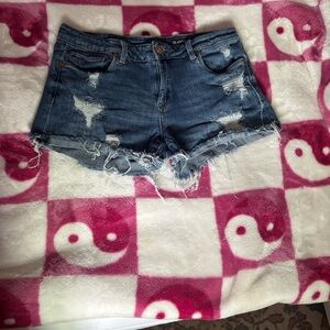 Blank NYC Dark Blue Distressed Jean Shorts